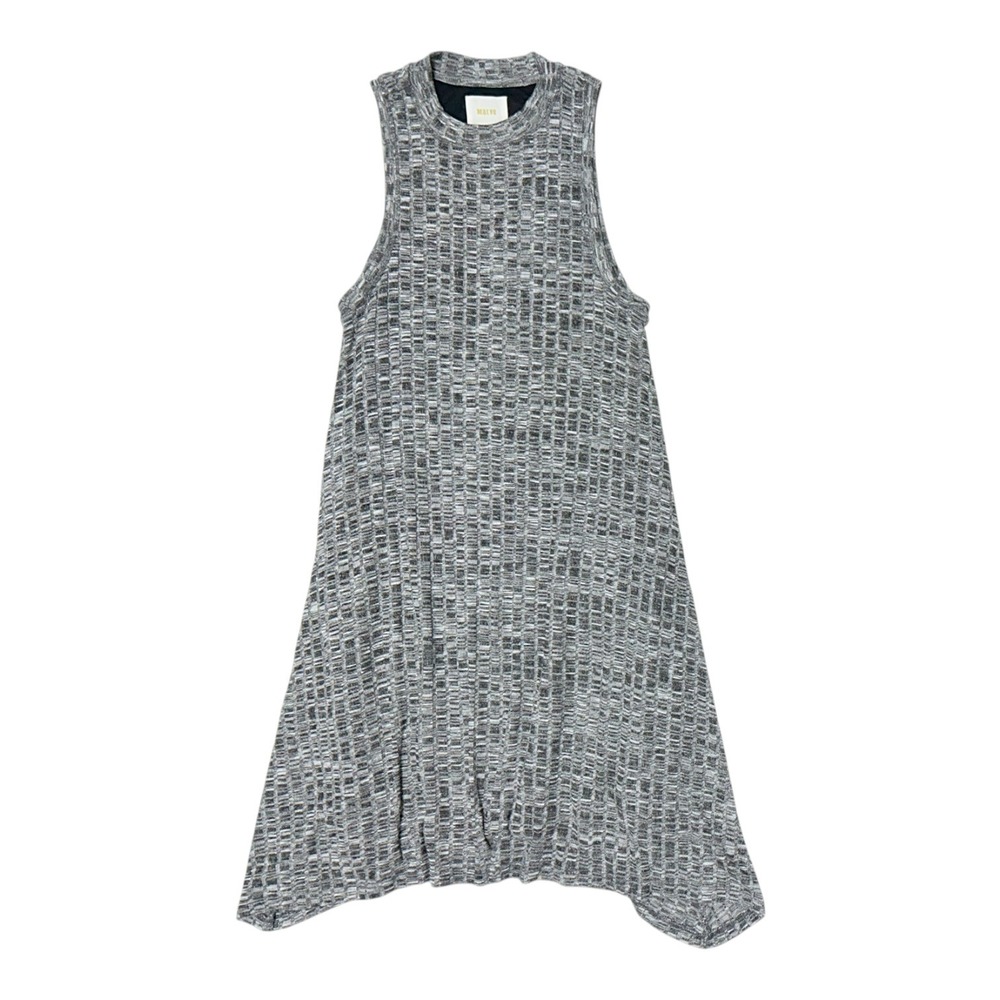Maeve Anthropologie Grey Space Dye Knit Mock Neck Sleeveless Swing Dress XS